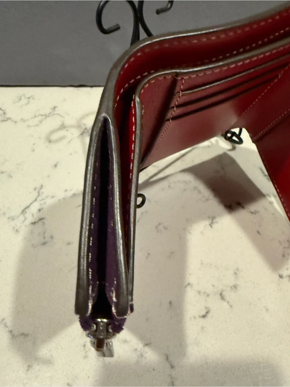 Purple Leather Turnlock Wallet